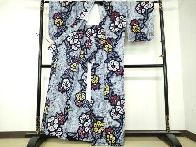 平和屋着物∴夏物　浴衣　有松鳴海絞り　枝花文　綿　逸品　DABI8846cd