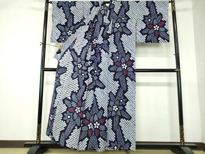 平和屋着物∴夏物　浴衣　有松鳴海絞り　草花文　綿　逸品　DABI8851cd
