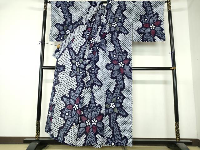 平和屋着物∴夏物　浴衣　有松鳴海絞り　草花文　綿　逸品　DABI8851cd