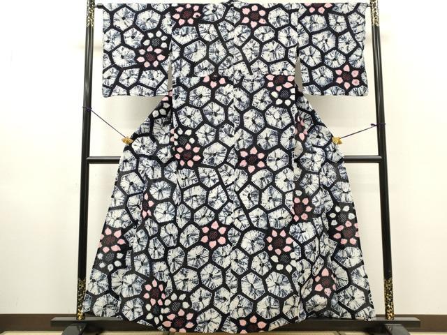 平和屋着物∴夏物　浴衣　有松鳴海絞り　舞花文　綿　逸品　DABI8860cd