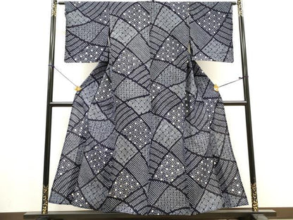 平和屋着物∴夏物　浴衣　有松鳴海絞り　切嵌吉祥文　綿　逸品　DABI8861cd