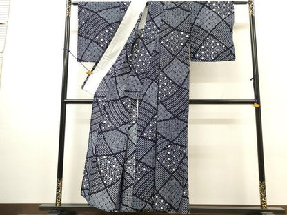 平和屋着物∴夏物　浴衣　有松鳴海絞り　切嵌吉祥文　綿　逸品　DABI8861cd