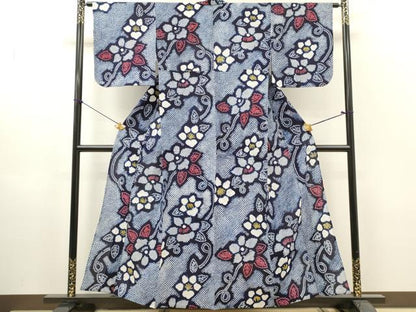 平和屋着物∴夏物　浴衣　有松鳴海絞り　草花文　綿　逸品　DABI8866cd