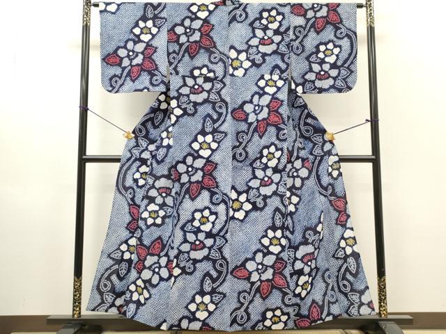 平和屋着物∴夏物　浴衣　有松鳴海絞り　草花文　綿　逸品　DABI8866cd