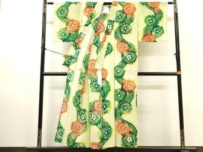 平和屋着物∴夏物　浴衣　有松鳴海絞り　流水花文　綿　逸品　DABI8867cd