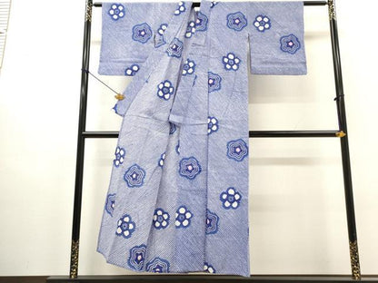 平和屋着物∴夏物　浴衣　有松鳴海絞り　舞花文　綿　逸品　DABI8870cd