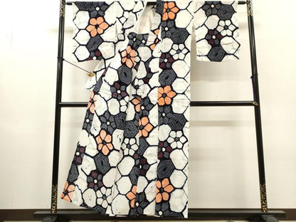 平和屋着物∴夏物　浴衣　有松鳴海絞り　花繋ぎ　綿　逸品　DABI8878cd