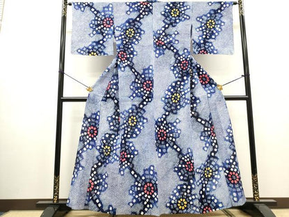 平和屋着物∴夏物　浴衣　有松鳴海絞り　花繋ぎ　綿　逸品　DABI8888cd