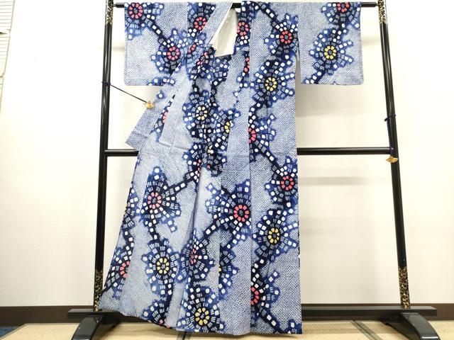 平和屋着物∴夏物　浴衣　有松鳴海絞り　花繋ぎ　綿　逸品　DABI8888cd
