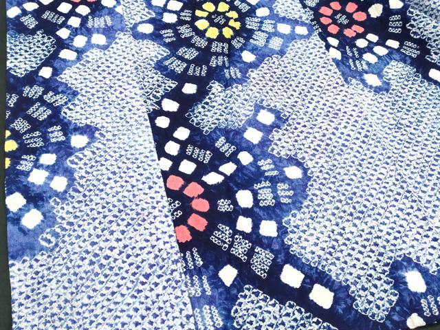 平和屋着物∴夏物　浴衣　有松鳴海絞り　花繋ぎ　綿　逸品　DABI8888cd