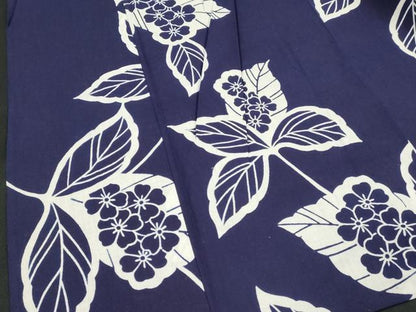 平和屋着物∴夏物　浴衣　注染　手縫い　草花文　綿　逸品　DABI8896cd