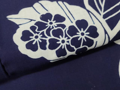 平和屋着物∴夏物　浴衣　注染　手縫い　草花文　綿　逸品　DABI8896cd