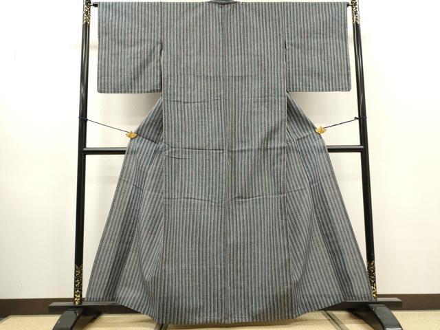 平和屋着物∴夏物　阿波しじら織　浴衣　間道　綿　逸品　DABI8897cd