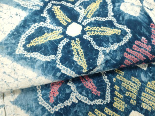 平和屋着物∴夏物　浴衣　有松鳴海絞り　草花文　綿　逸品　DABI8901cd