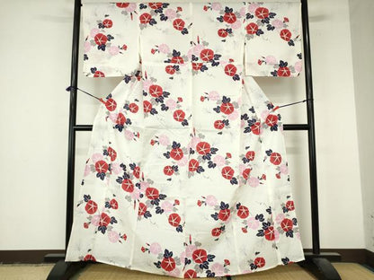 平和屋着物∴夏物　浴衣　朝顔　綿　逸品　DABI8905cd