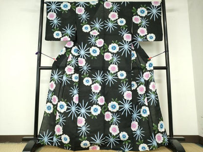 平和屋着物∴夏物　浴衣　舞花文　綿　逸品　DABI8908cd