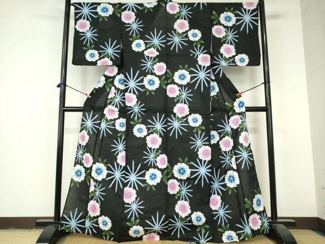 平和屋着物∴夏物　浴衣　舞花文　綿　逸品　DABI8908cd