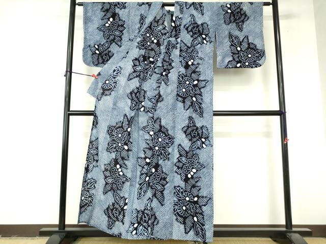 平和屋着物∴夏物　浴衣　有松鳴海絞り　草花文　綿　逸品　DABI8909cd