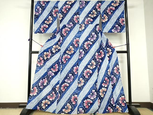 平和屋着物∴夏物　浴衣　有松鳴海絞り　花唐草文　綿　逸品　DABI8911cd