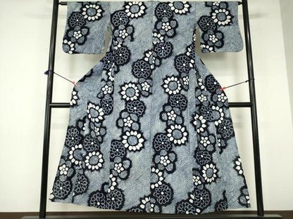 平和屋着物∴夏物　浴衣　有松鳴海絞り　花繋ぎ　向日葵　ひまわり　綿　逸品　DABI8912cd
