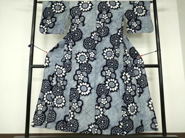 平和屋着物∴夏物　浴衣　有松鳴海絞り　花繋ぎ　向日葵　ひまわり　綿　逸品　DABI8912cd