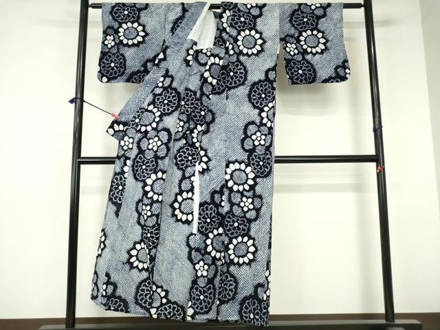 平和屋着物∴夏物　浴衣　有松鳴海絞り　花繋ぎ　向日葵　ひまわり　綿　逸品　DABI8912cd