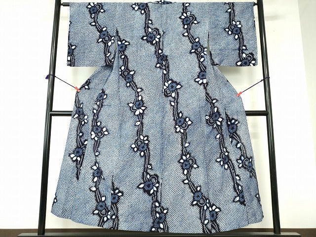 平和屋着物∴夏物　浴衣　有松鳴海絞り　枝花文　綿　逸品　DABI8917cd