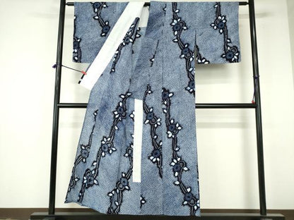 平和屋着物∴夏物　浴衣　有松鳴海絞り　枝花文　綿　逸品　DABI8917cd