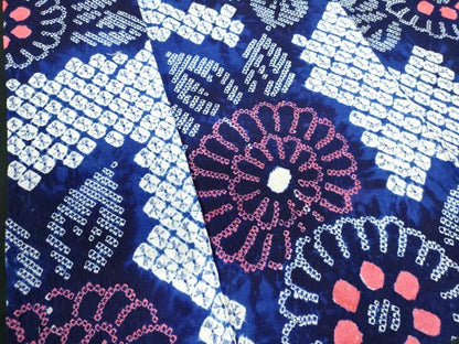 平和屋着物∴夏物　浴衣　有松鳴海絞り　草花文　綿　逸品　DABI8920cd