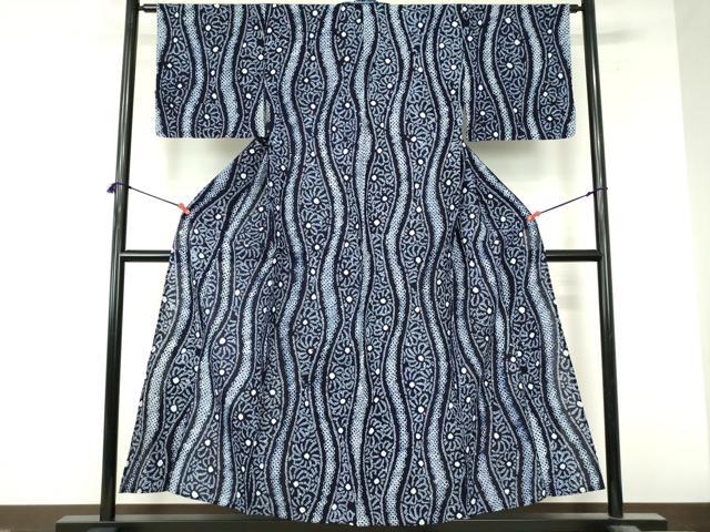 平和屋着物∴夏物　浴衣　有松鳴海絞り　立涌花文　綿　逸品　DABI8930cd