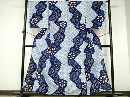 平和屋着物∴夏物　浴衣　有松鳴海絞り　草花文　綿　逸品　未使用　DABI8931cd