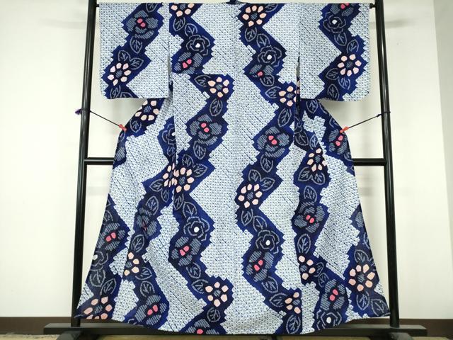 平和屋着物∴夏物　浴衣　有松鳴海絞り　草花文　綿　逸品　未使用　DABI8931cd