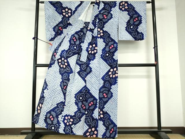 平和屋着物∴夏物　浴衣　有松鳴海絞り　草花文　綿　逸品　未使用　DABI8931cd