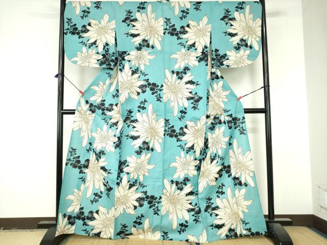 平和屋着物∴夏物　浴衣　舞花文　日本製　綿　逸品　DABI8933cd