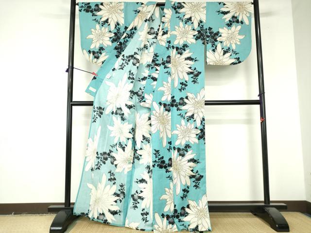 平和屋着物∴夏物　浴衣　舞花文　日本製　綿　逸品　DABI8933cd