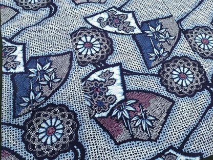 平和屋着物∴夏物　浴衣　地紙花文　リップル生地　綿　逸品　DABI8942cd