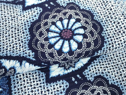 平和屋着物∴夏物　浴衣　地紙花文　リップル生地　綿　逸品　DABI8942cd