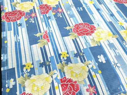 平和屋着物∴夏物　綿紅梅　浴衣　色紙花文　舞桜　綿　逸品　DABI8943cd