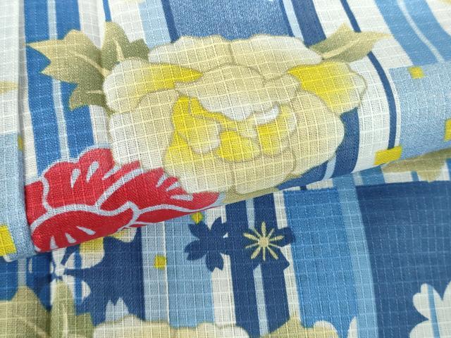 平和屋着物∴夏物　綿紅梅　浴衣　色紙花文　舞桜　綿　逸品　DABI8943cd