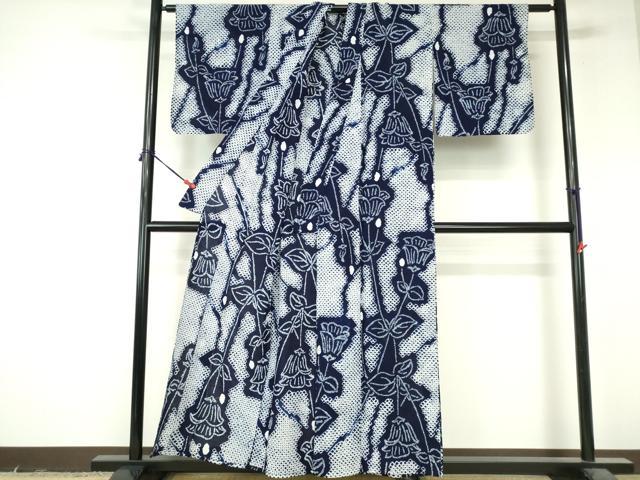 平和屋着物∴夏物　浴衣　有松鳴海絞り　草花文　綿　逸品　DABI8947cd