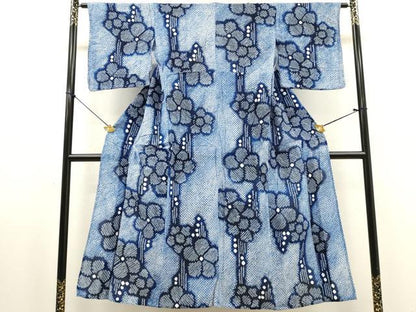 平和屋着物∴夏物　浴衣　有松鳴海絞り　枝花文　綿　逸品　DABI8955cd