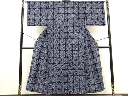 平和屋着物∴夏物　浴衣　有松鳴海絞り　抽象文様　綿　逸品　DABI8956cd