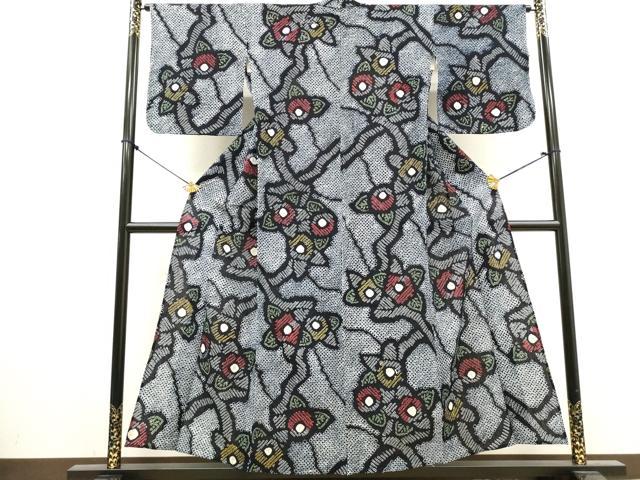 平和屋着物∴夏物　浴衣　有松鳴海絞り　枝花文　綿　逸品　DABI8957cd