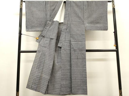 平和屋着物∴夏物　男性　浴衣　注染　手縫い　抽象文様　綿　逸品　DABI8967cd