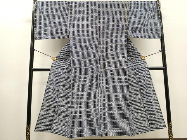 平和屋着物∴夏物　男性　浴衣　注染　手縫い　変わり格子　キングサイズ　綿　逸品　DABI8969cd