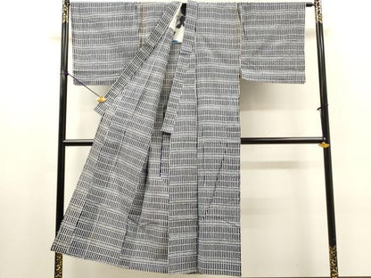 平和屋着物∴夏物　男性　浴衣　注染　手縫い　変わり格子　キングサイズ　綿　逸品　DABI8969cd