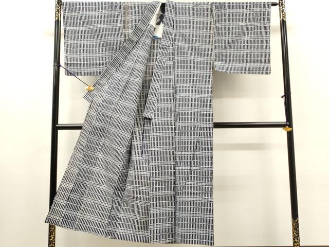 平和屋着物∴夏物　男性　浴衣　注染　手縫い　変わり格子　キングサイズ　綿　逸品　DABI8969cd