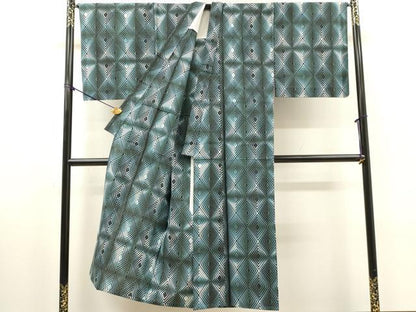 平和屋着物∴夏物　男性　浴衣　注染　手縫い　菱文　綿　逸品　DABI8974cd
