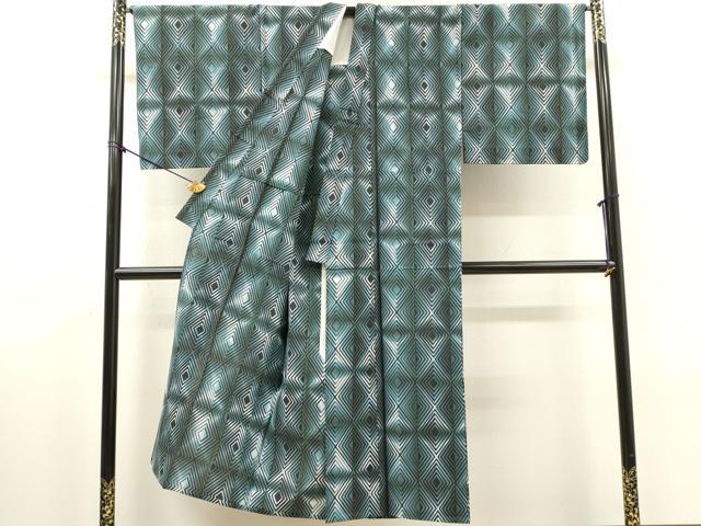 平和屋着物∴夏物　男性　浴衣　注染　手縫い　菱文　綿　逸品　DABI8974cd