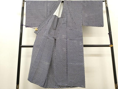 平和屋着物∴夏物　男性　浴衣　注染　手縫い　抽象文様　綿　逸品　DABI8976cd